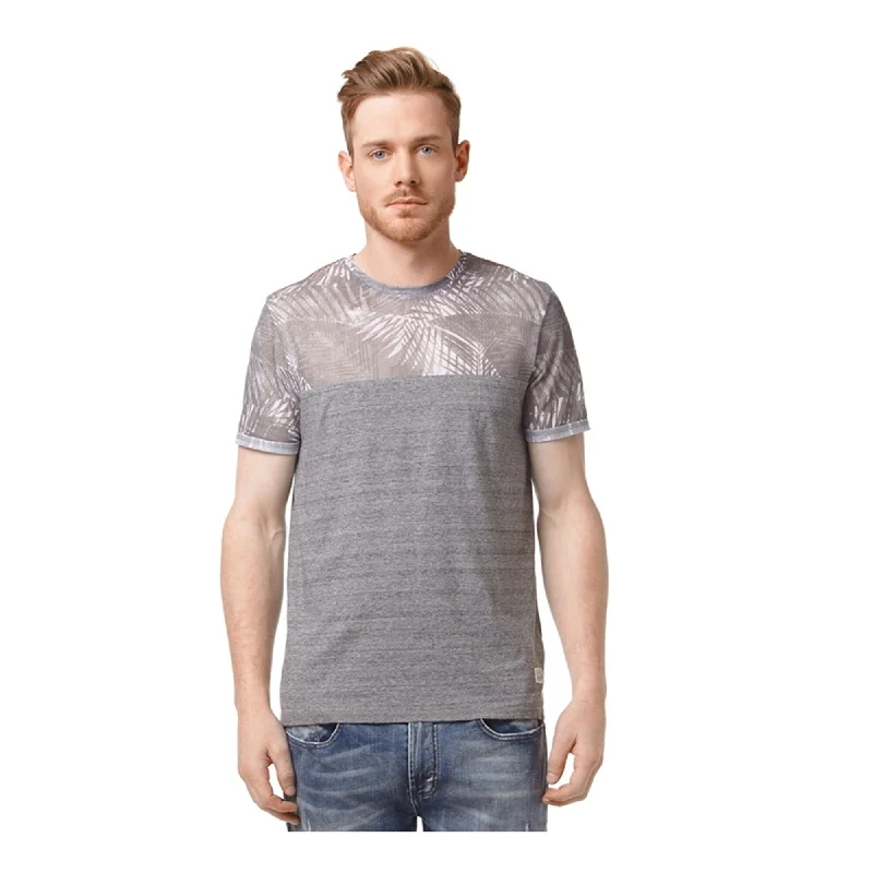 Buffalo David Bitton Mens Nalmetto Mesh Yoke Graphic T-Shirt, Grey, Large