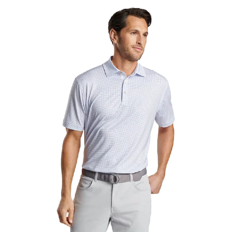 Peter Millar Daybreak Performance Jersey Polo Shirt - White/Astral Blue