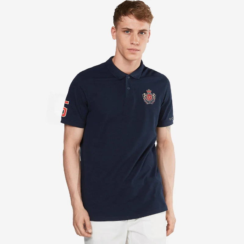 Polo Republica Men's Lion Crest & 5 Polo Embroidered Short Sleeve Polo Shirt