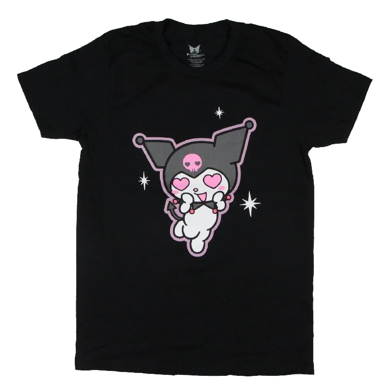 Sanrio Kuromi Men's Heart Eyes Emotions Skull Adult Short Sleeve Graphic Print T-Shirt