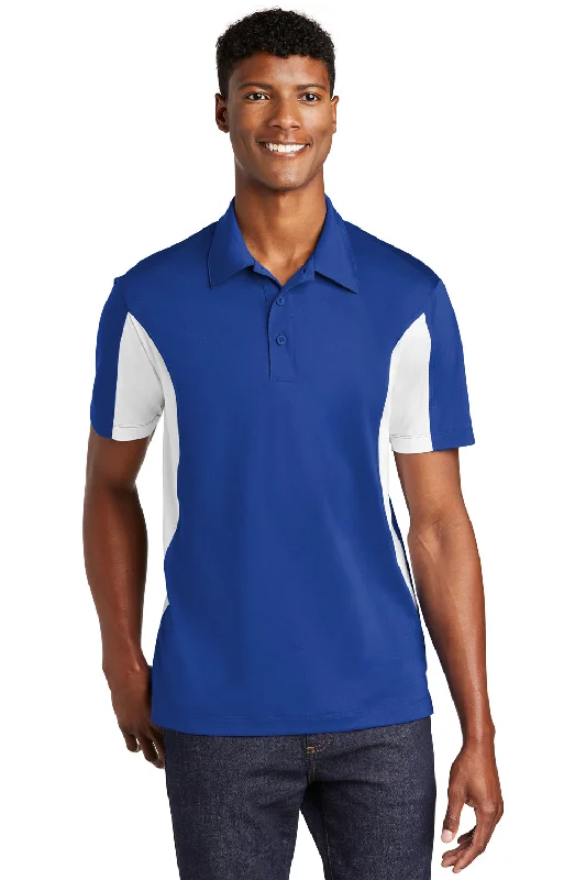 Sport-Tek Mens Sport-Wick Moisture Wicking Short Sleeve Polo Shirt - True Royal Blue/White