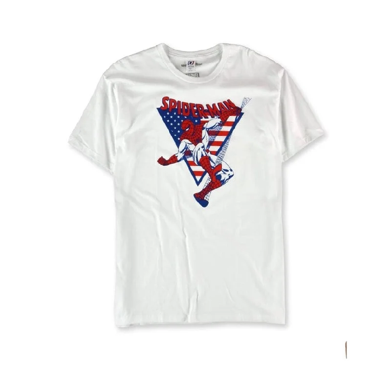 We Love Fine Mens Spiderman Americana Graphic T-Shirt, White, Small